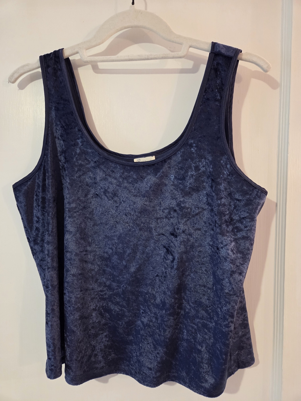 Vintage Crushed Velvet Navy Blue Tank Crop Top